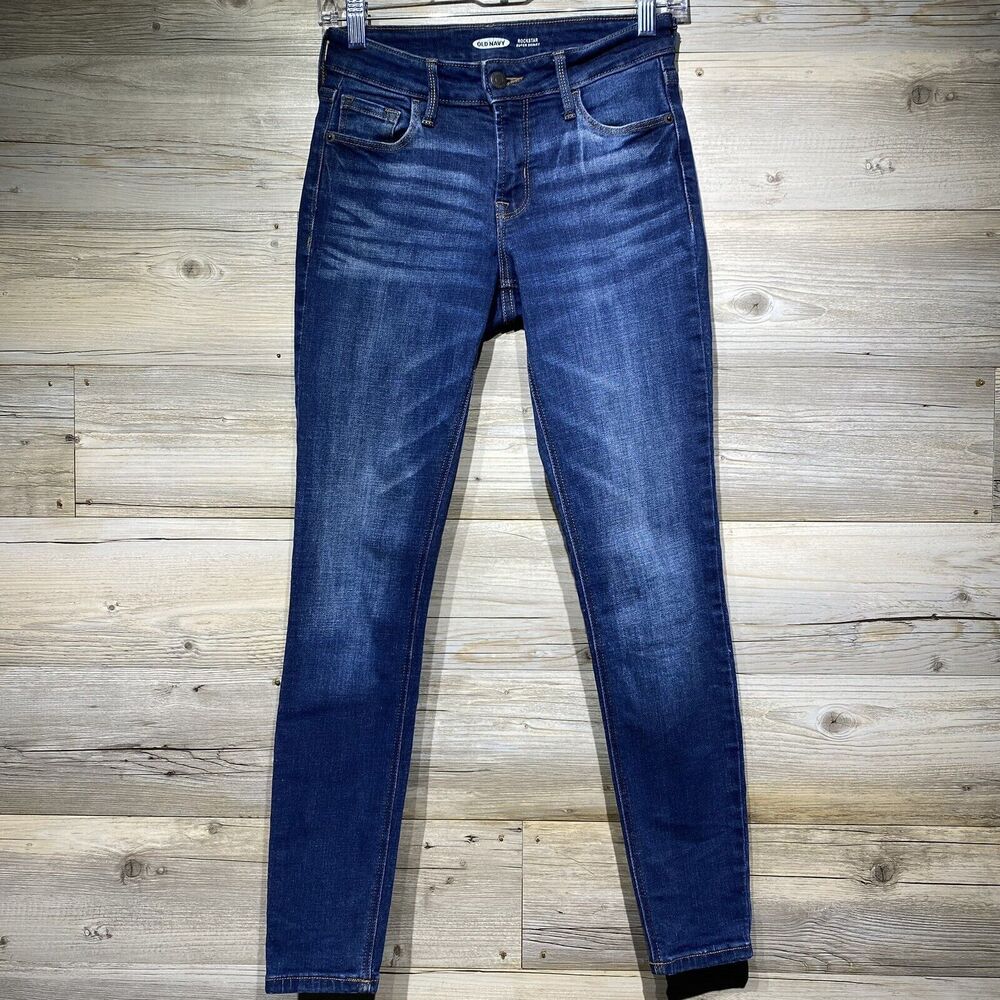Old Navy Rockstar Super Skinny Jeans Women’s 0 W25 L28 Blue Medium Wash Stretch